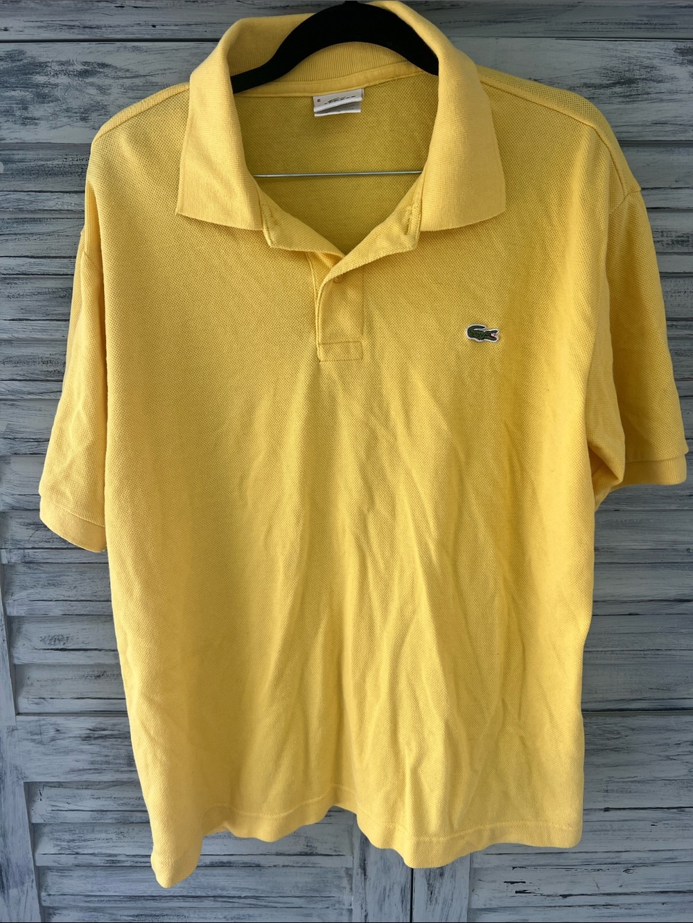 Lacoste Yellow Short-Sleeve Pique Polo with Crocodile Logo Size 6- XL